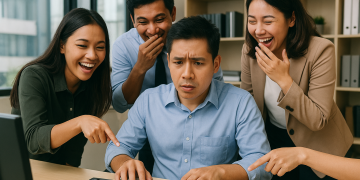 officemates-funny- keyboard-prank