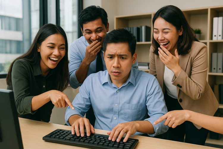 officemates-funny- keyboard-prank